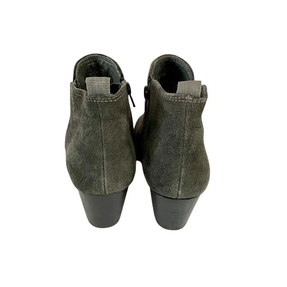 DUNE LONDON Perdy boots women's 6 gray suede leather side zip block heel ankle